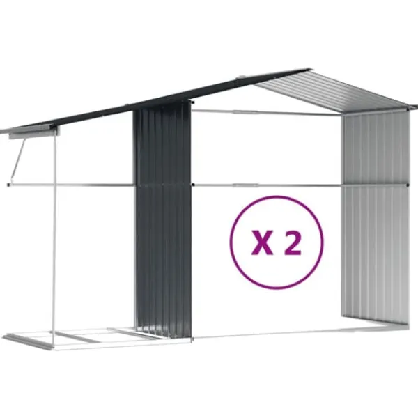 vidaXL Skure, Garager & Carports^haveskur 277x279x179 cm galvaniseret stål antracitgrå - Skure & Redskabsskure