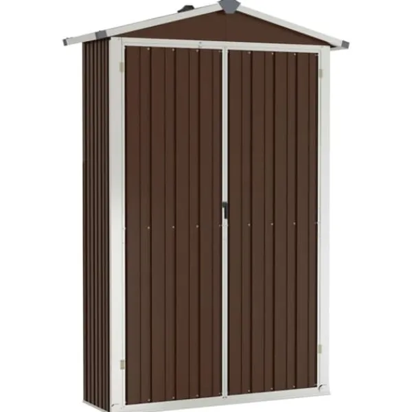 Outlet haveskur 116x45x175 cm galvaniseret stål brun - Skure & Redskabsskure Skure, Garager & Carports