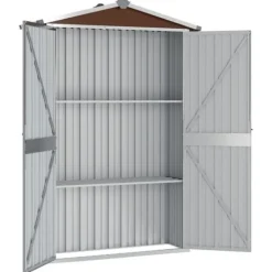 Outlet haveskur 116x45x175 cm galvaniseret stål brun - Skure & Redskabsskure Skure, Garager & Carports