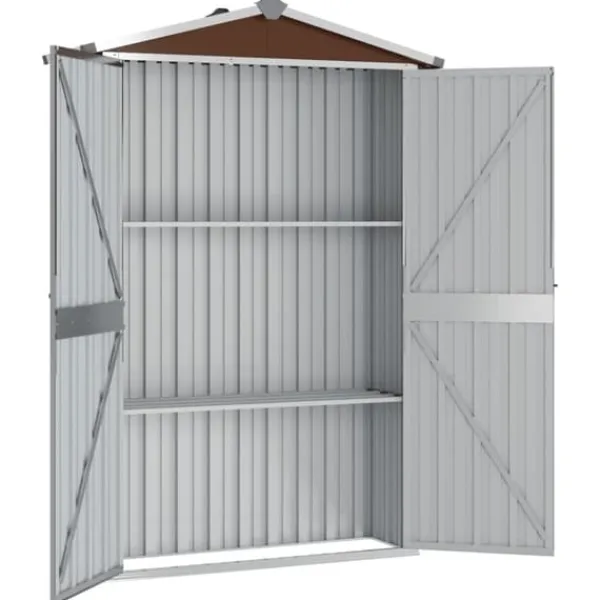 Outlet haveskur 116x45x175 cm galvaniseret stål brun - Skure & Redskabsskure Skure, Garager & Carports