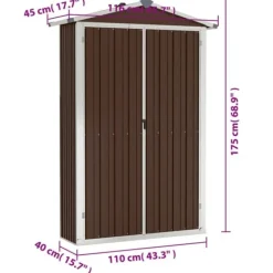Outlet haveskur 116x45x175 cm galvaniseret stål brun - Skure & Redskabsskure Skure, Garager & Carports