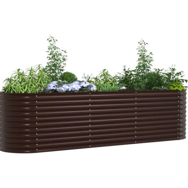 vidaXL Plantningsbænke^Højbed Brun 320 x 80 x 81 cm Stål