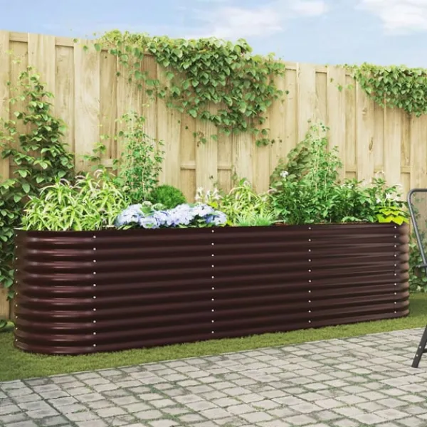 vidaXL Plantningsbænke^Højbed Brun 320 x 80 x 81 cm Stål