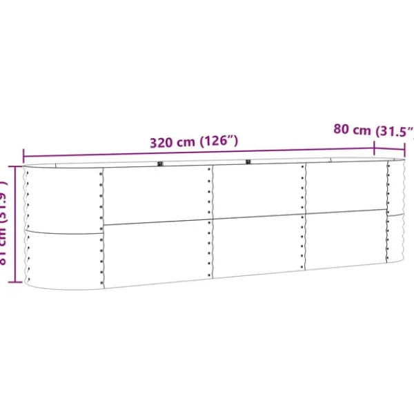 vidaXL Plantningsbænke^Højbed Brun 320 x 80 x 81 cm Stål