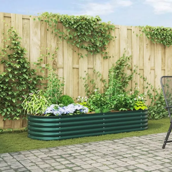 Online Højbed Grøn 240 x 80 x 44 cm Stål Plantningsbænke