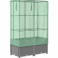vidaXL Drivhus^højbed med drivhusovertræk 80x40x138 cm rattan-look
