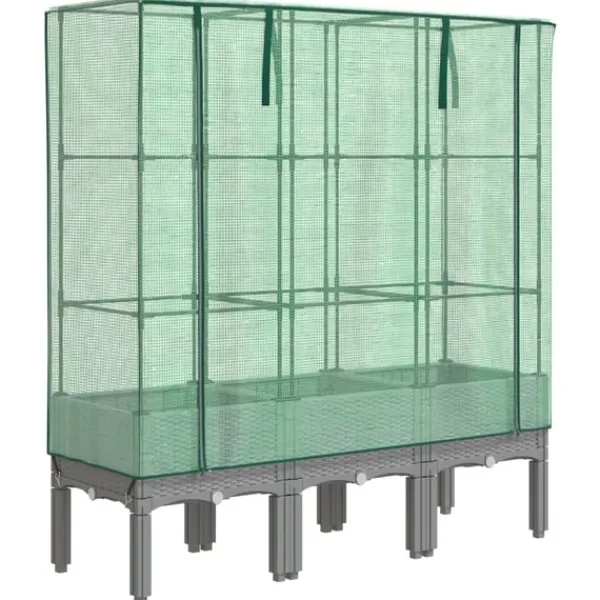 Hot højbed med drivhusovertræk 120x40x140 cm rattan-look Drivhus