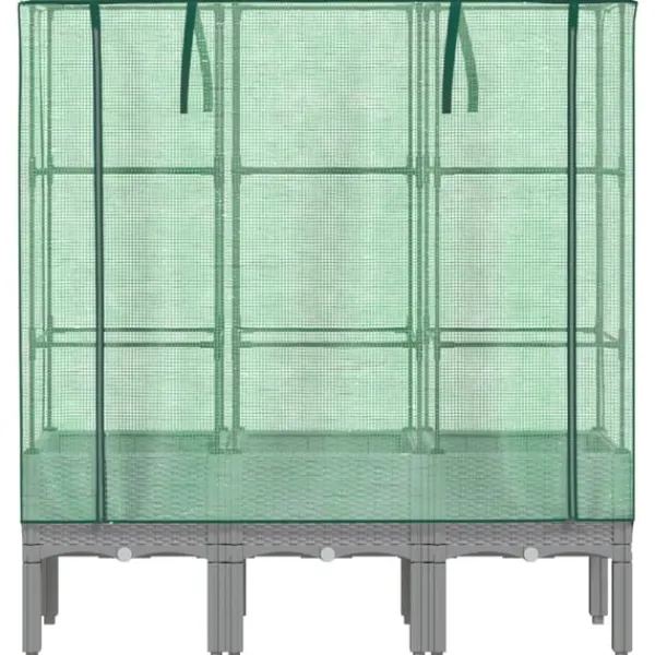 Hot højbed med drivhusovertræk 120x40x140 cm rattan-look Drivhus