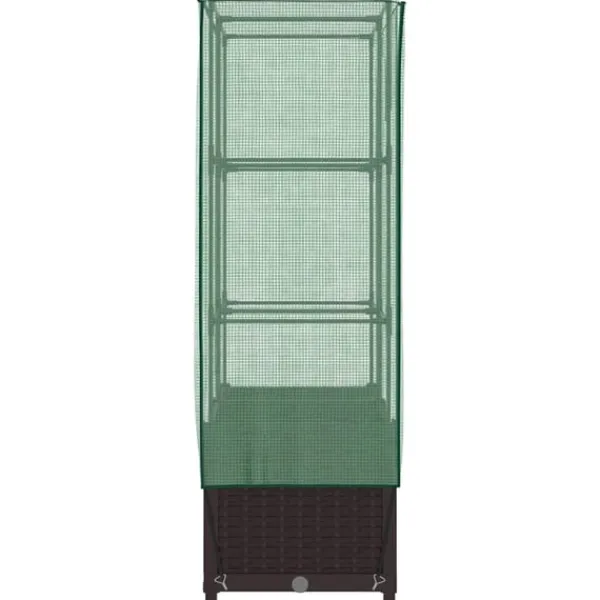 Online højbed med drivhusovertræk 80x40x138 cm rattan-look Drivhus