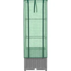 Sale højbed med drivhusovertræk 40x40x139 cm rattan-look Drivhus
