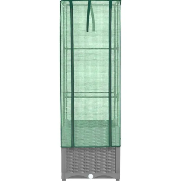 Sale højbed med drivhusovertræk 40x40x139 cm rattan-look Drivhus