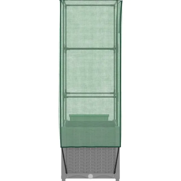 Sale højbed med drivhusovertræk 40x40x139 cm rattan-look Drivhus