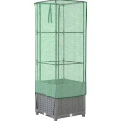 Sale højbed med drivhusovertræk 40x40x139 cm rattan-look Drivhus