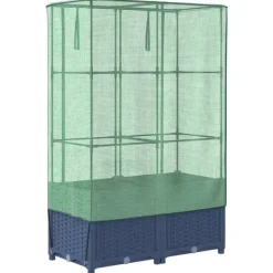 vidaXL Drivhus^højbed med drivhusovertræk 80x40x138 cm rattan-look