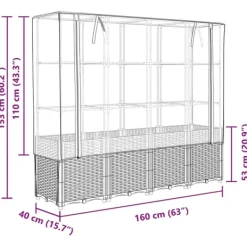 Discount højbed med drivhusovertræk 160x40x153 cm rattan-look Drivhus