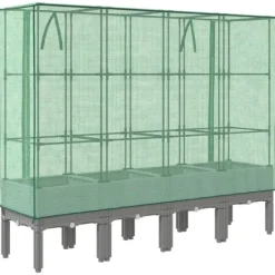 vidaXL Drivhus^højbed med drivhusovertræk 160x40x140 cm rattan-look
