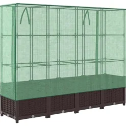Online højbed med drivhusovertræk 160x40x138 cm rattan-look Drivhus
