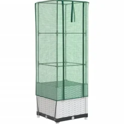 Outlet højbed med drivhusovertræk 40x40x139 cm rattan-look Drivhus
