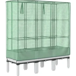 vidaXL Drivhus^højbed med drivhusovertræk 120x40x140 cm rattan-look