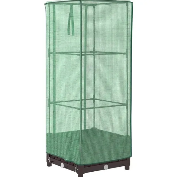 Clearance højbed med drivhusovertræk 40x40x123 cm rattan-look Drivhus