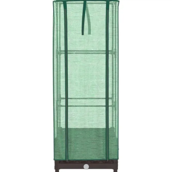 Clearance højbed med drivhusovertræk 40x40x123 cm rattan-look Drivhus