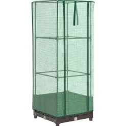 Clearance højbed med drivhusovertræk 40x40x123 cm rattan-look Drivhus