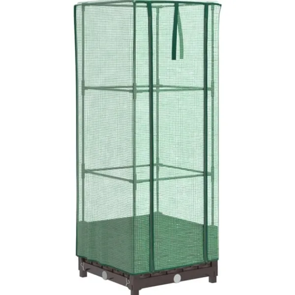 Clearance højbed med drivhusovertræk 40x40x123 cm rattan-look Drivhus