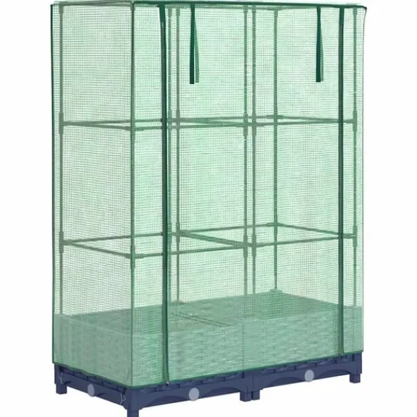 Sale højbed med drivhusovertræk 80x40x123 cm rattan-look Drivhus