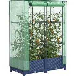 Sale højbed med drivhusovertræk 80x40x123 cm rattan-look Drivhus