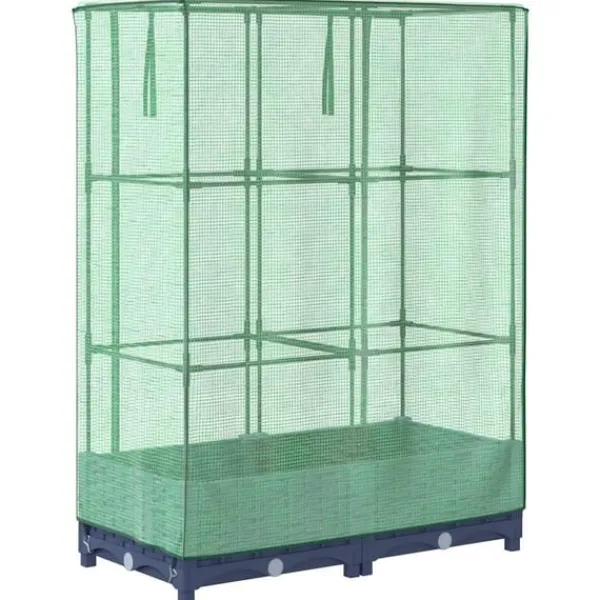 Sale højbed med drivhusovertræk 80x40x123 cm rattan-look Drivhus