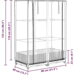 Sale højbed med drivhusovertræk 80x40x123 cm rattan-look Drivhus