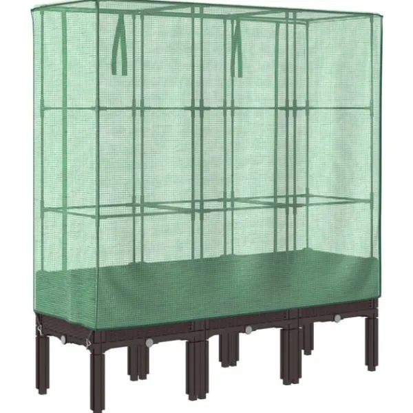 Discount højbed med drivhusovertræk 120x40x140 cm rattan-look Drivhus