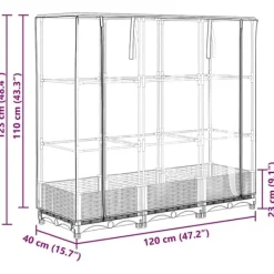 højbed med drivhusovertræk 120x40x123 cm rattan-look Drivhus