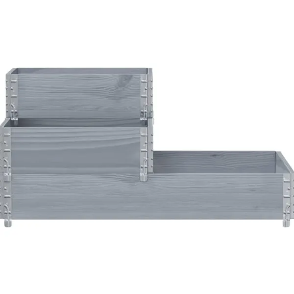 Outlet højbed 120x80 cm 3 niveauer massivt fyrretræ grå Plantningsbænke