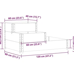 Outlet højbed 120x80 cm 3 niveauer massivt fyrretræ grå Plantningsbænke