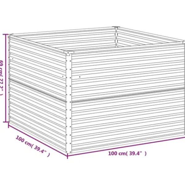 New højbed 100x100x69 cm cortenstål - Plantekrukker Krukker & Plantebeholdere