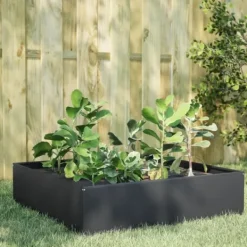 Clearance højbed 100x100x25 cm stål antracitgrå Plantningsbænke