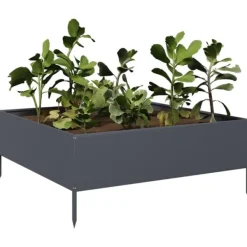 Clearance højbed 100x100x25 cm stål antracitgrå Plantningsbænke