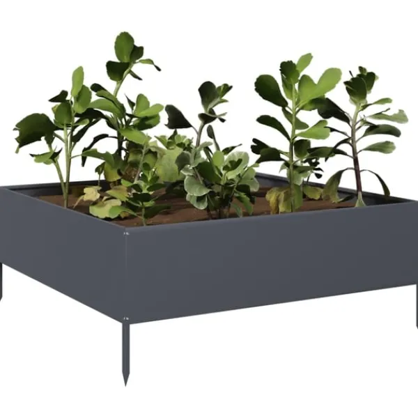 Clearance højbed 100x100x25 cm stål antracitgrå Plantningsbænke