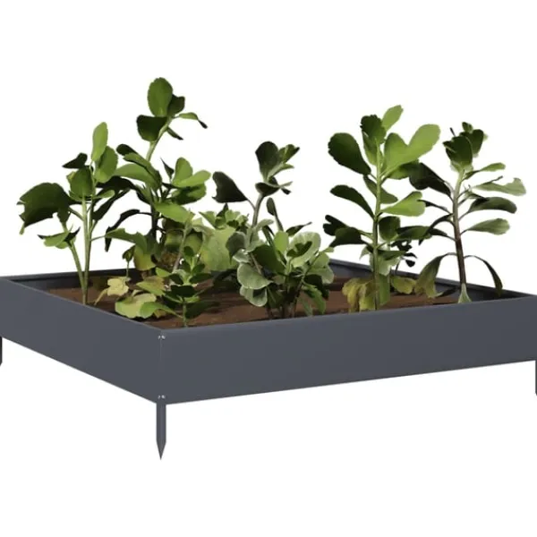 Hot højbed 100x100x26 cm stål antracitgrå Plantningsbænke