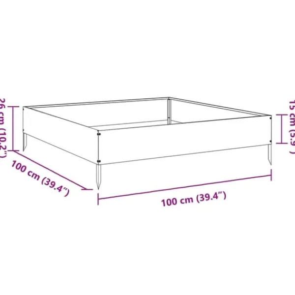 Hot højbed 100x100x26 cm stål antracitgrå Plantningsbænke