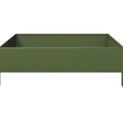 vidaXL Plantningsbænke^højbed 100x100x33,5 cm stål olivengrøn