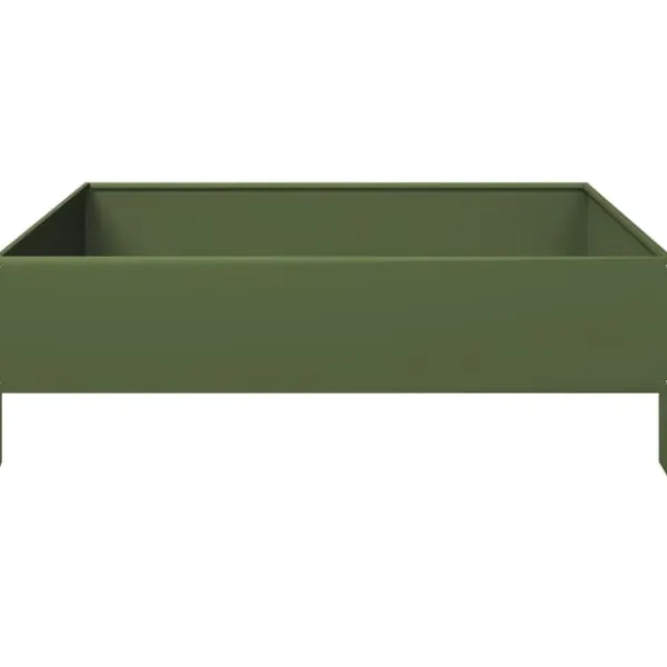 vidaXL Plantningsbænke^højbed 100x100x33,5 cm stål olivengrøn