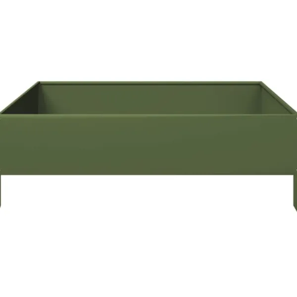 vidaXL Plantningsbænke^højbed 100x100x33,5 cm stål olivengrøn