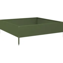 vidaXL Plantningsbænke^højbed 100x100x33,5 cm stål olivengrøn
