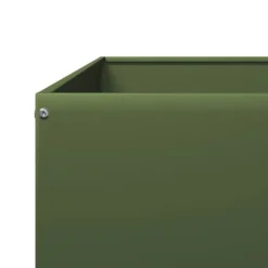 vidaXL Plantningsbænke^højbed 100x100x33,5 cm stål olivengrøn