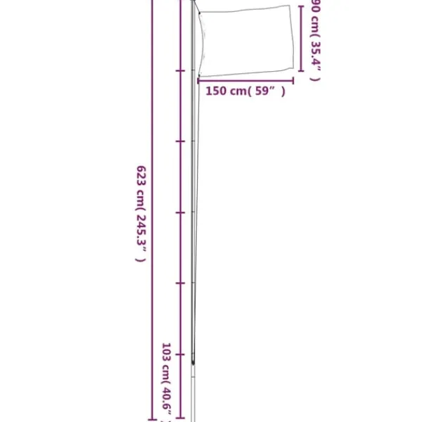 vidaXL Flag & Vindposer^Holland flag og flagstang 6,23 m aluminium