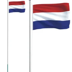 vidaXL Flag & Vindposer^Holland flag og flagstang 6,23 m aluminium - Flag & vimpler