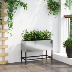 vidaXL Krukker & Plantebeholdere^Hævet haveplante Sølv 60 x 26 x 45 cm Galvaniseret stål