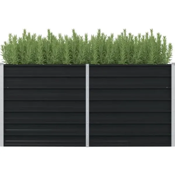New hævet plantekasse 160x80x77 cm galvaniseret stål antracitgrå - Plantekrukker Krukker & Plantebeholdere